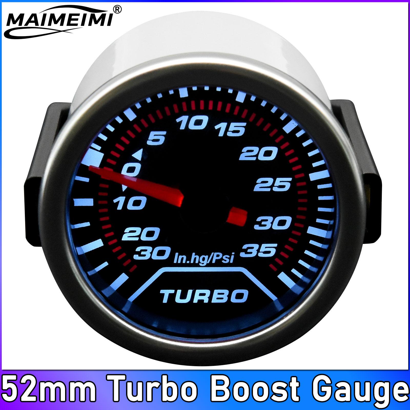 52mm Bar White Led Light Pressure Turbo Boost Gauge Meter 12V Car Motorcycle High Quality Auto Accessories Turbo Pressure Gauge PSI BL0035-6141T