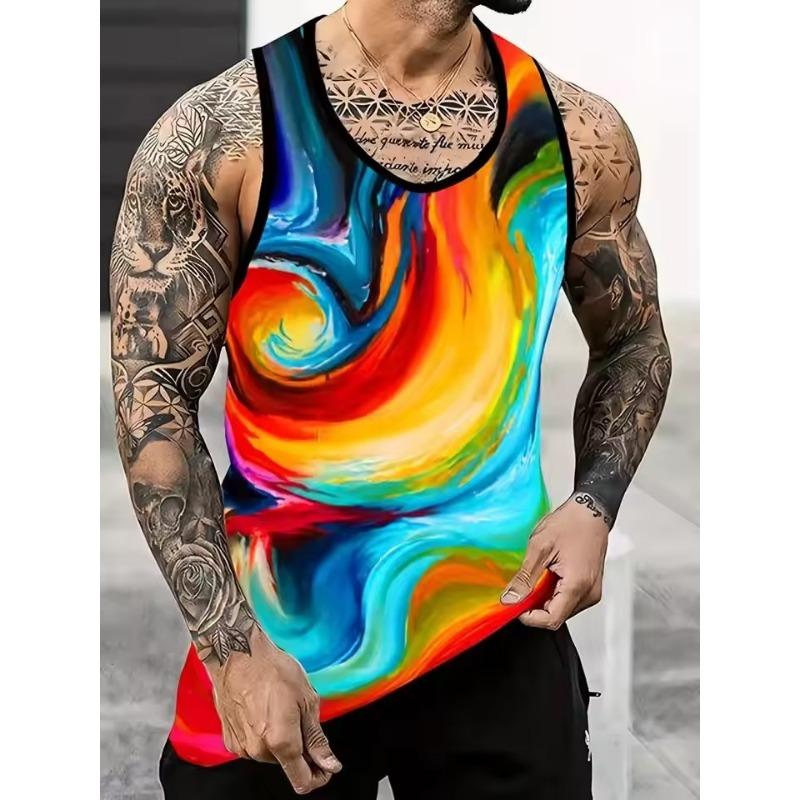 Sommer Herren Ärmellose Westen Kompass Grafik 3D Gedruckt Outdoor Street Herrenbekleidung Sport Fitness Übergroßes Tanktop L multi