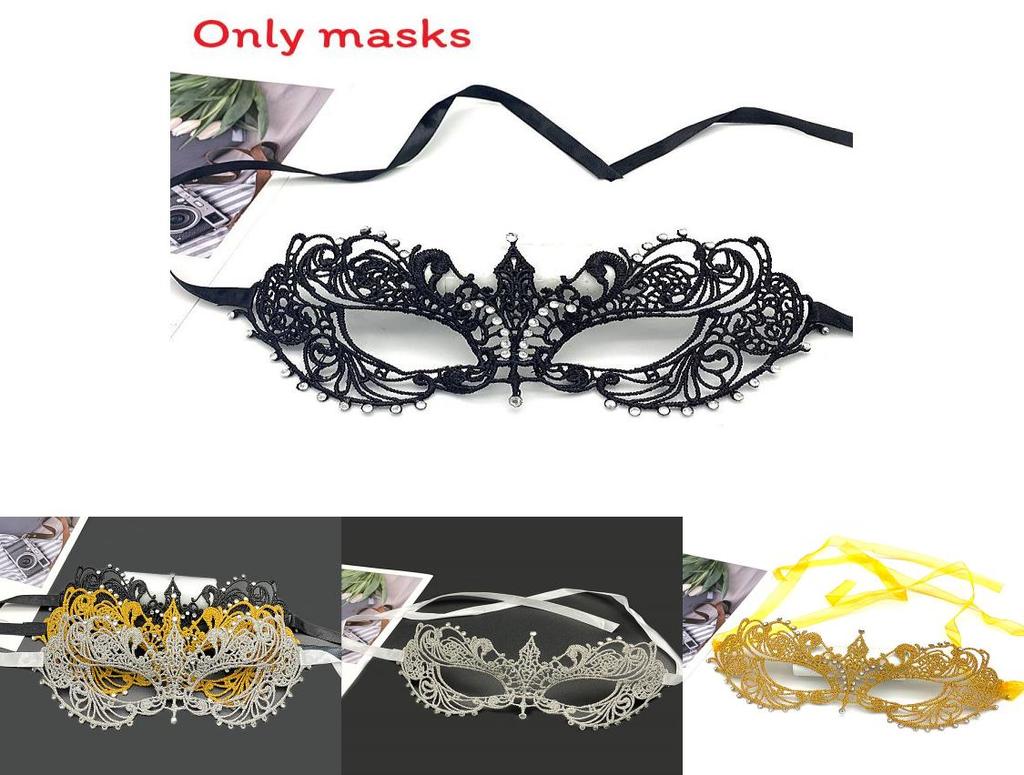 Adult Lace Face Mask With Sparkling Embellishments For Costume Parties Or Halloween