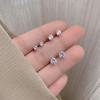 3Pair 4-6MM Six Claw Zircon Crystal Stud Earrings Women Europe America Simple Shiny  Zircon Birthday Friend Christmas Gift