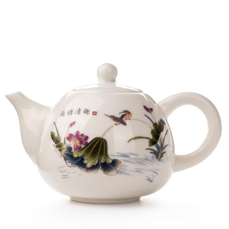 Chinese Handmade Ceramic Teapot Porcelain Home Decor Office Teapots White Color Tea Pot Kettles Drop Shipping