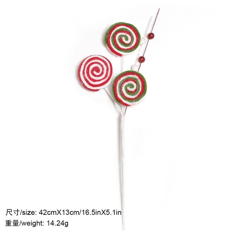 

52cm Christmas Decor Candy Snow Berries Artificial Bouquet Xmas Tree Pendant Ornament Home Decor New Year 2025 Gift Accessories 1Pcs
