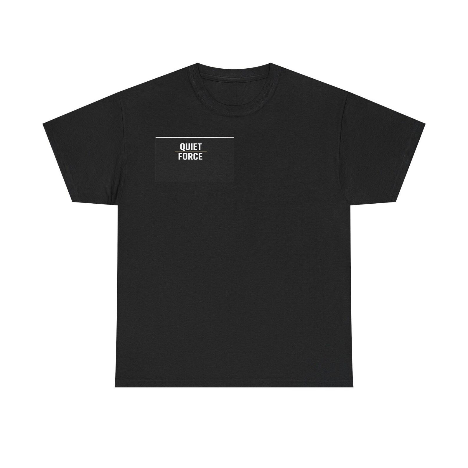 Quiet Force T-Shirt | Minimal Black Rectangle Text Tee 3XL