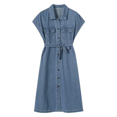 TonLion Damen Jeans-Hemdblusenkleid