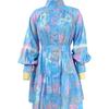 2025 Autumn New Style, Women's, Fashion, Temperament, High Collar, Dazzling, Printed, Shirt Dress, Vacation, Casual Dress
