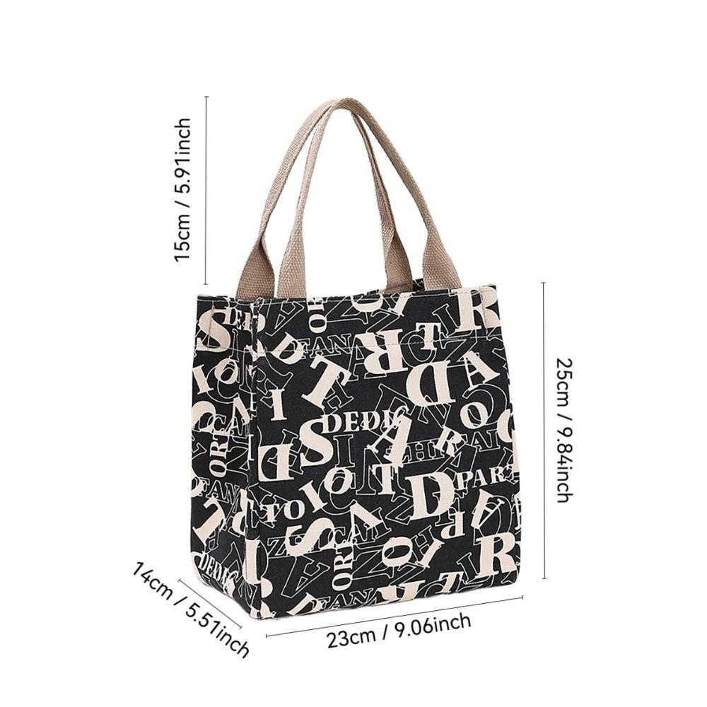 

Мультяшный ланч-бокс Утолщенная сумка-тоут Милая сумка для хранения Работа Black Letter