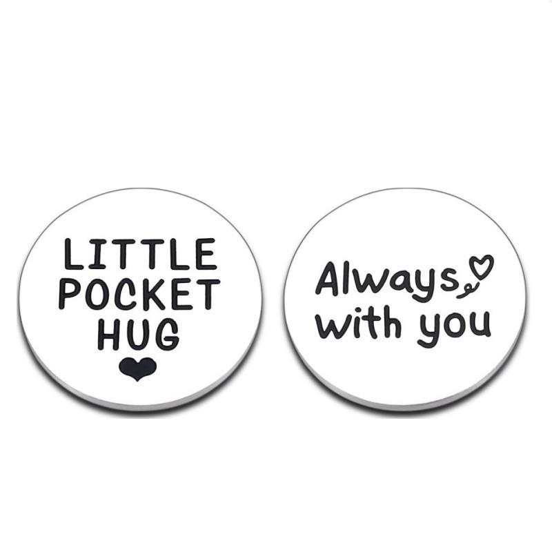 Gift Hug Blessing Pocket Hug Series Stainless Steel Decision Coin Can Be Designed Stainless Steel Keychain for Backpack Bag Pendant