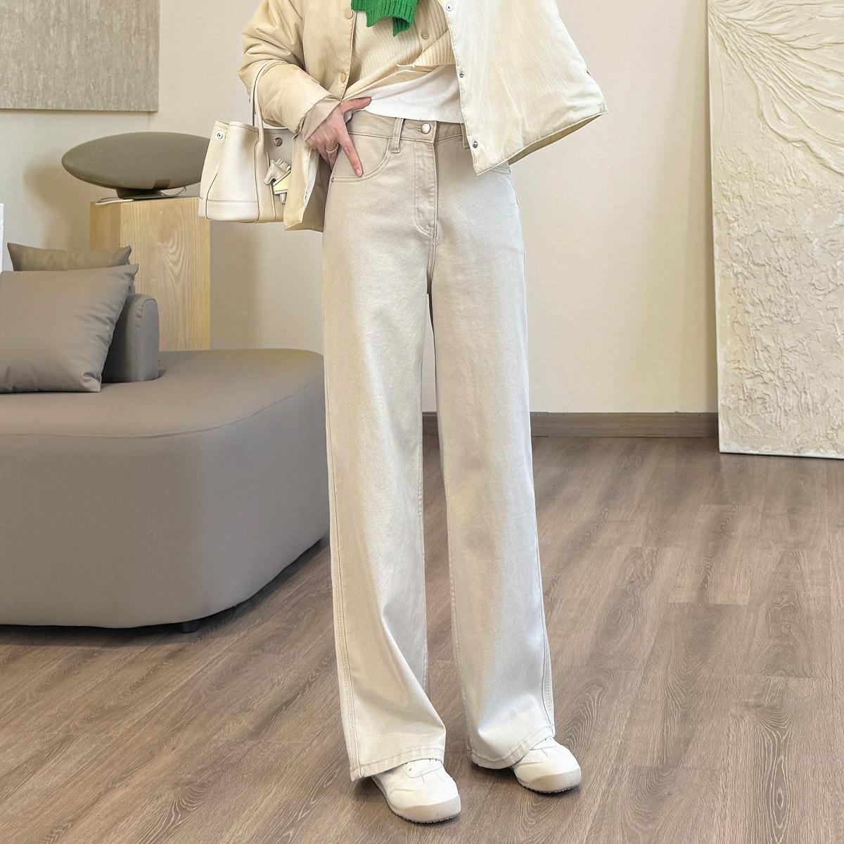 

Tencel Three-Pressure Line Drapey Pants (2 Lengths): Slimming Narrow-Leg/Wide-Leg Jeans for a Simple Commute S