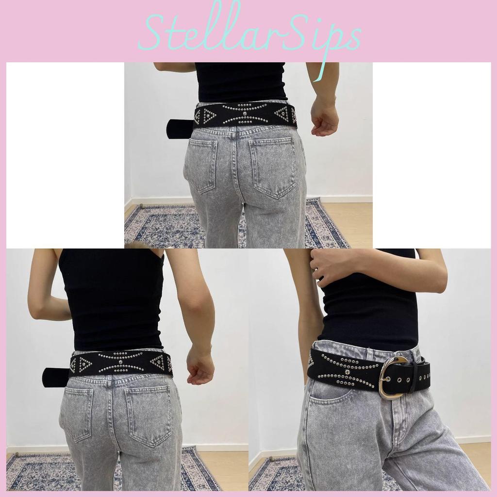 Retro Gothic Punk Rock Belt With Studded Design For Street Style