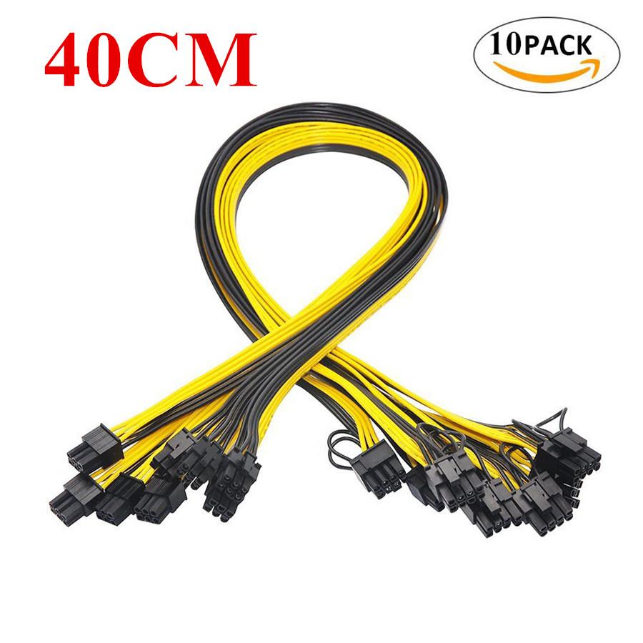 10 X 40cm (16inch) 6P To 8P (6+2Pin) Cable PCI-E Power Cable Splitter 18AWG