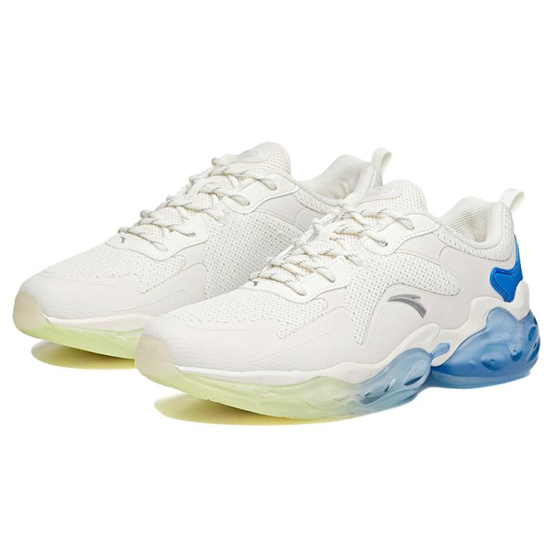 Anta Cushioning Anti-Slip And Wear-Resistant Breathable Coverage Support Low-Top Running Shoes Men's White Blue Sneakers