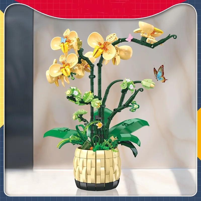 Orchid Potted Bordplate Modell Gave Jente stykket sammen Montering Byggeklosser Lekegave