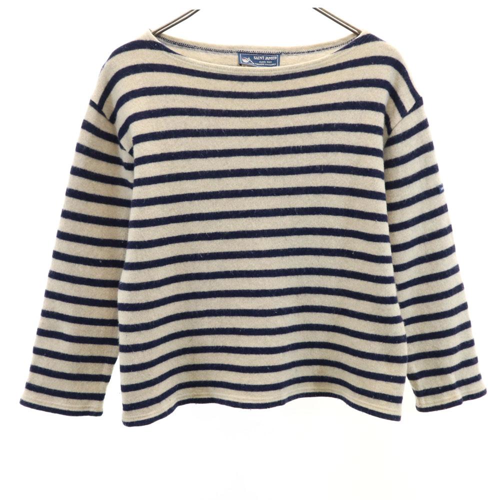 SAINT JAMES French Wool Blend Border Pattern Long Sleeve Sweater 31/2 Men's Used