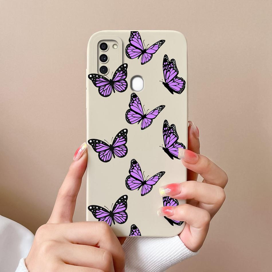 For Samsung A11 Phone Case Cute Butterfly Soft Liquid Silicone Camera Protection Back Cover For Galaxy A 11 Funda Capa Protector