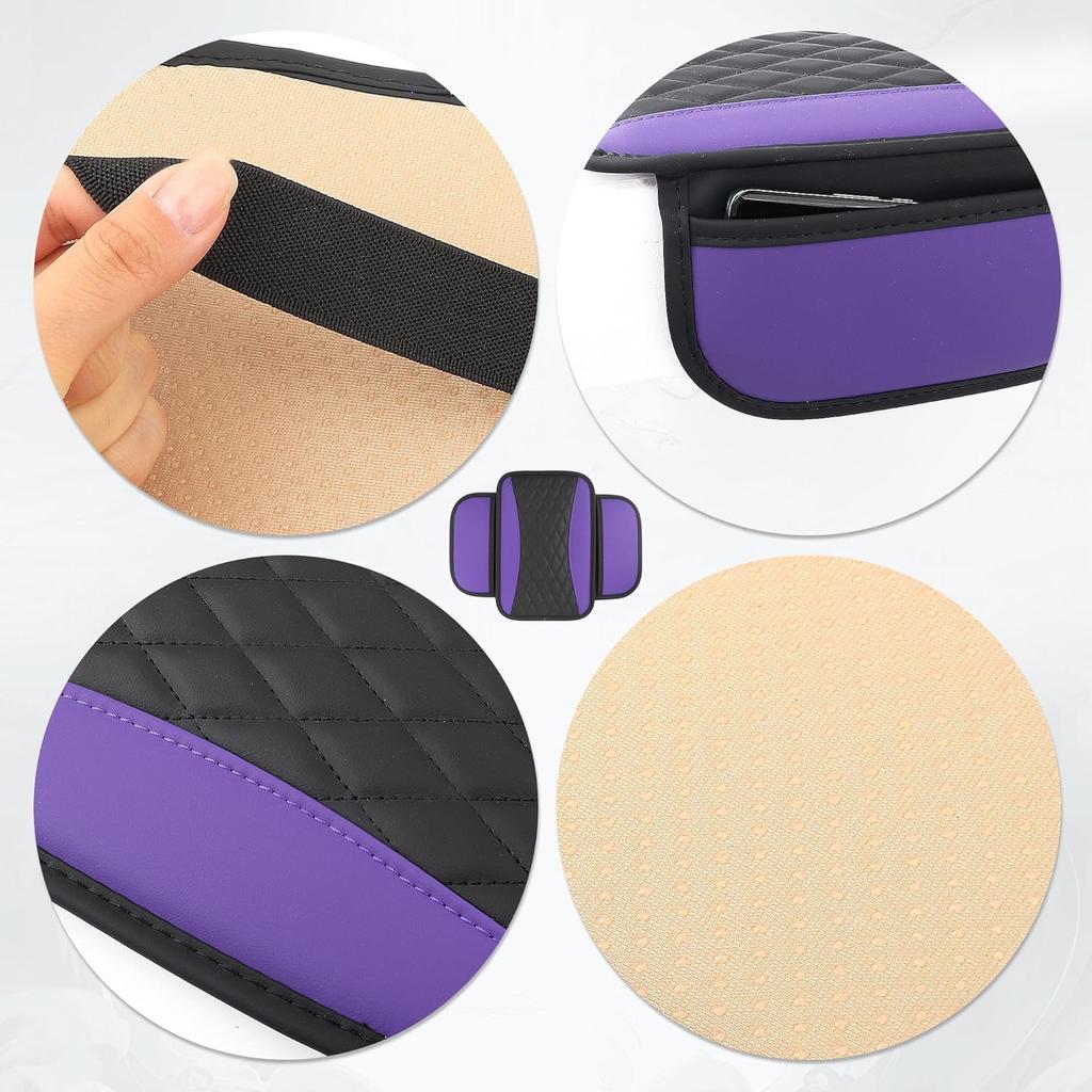 Leather Car Center Console Cover With Side Pockets,Stylish Car Decorations Interior Armrest Cover For Car Seat Organizer,Universal Center Console