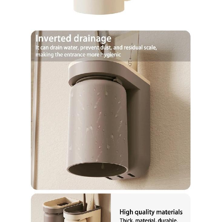 1 Pièce Porte-Rangement Brosse à Dents Innovant Sans Trou Tasse Bain à Bouche Luxe Léger Tasse Brosse Organisateur Salle de Bain Mural Couple