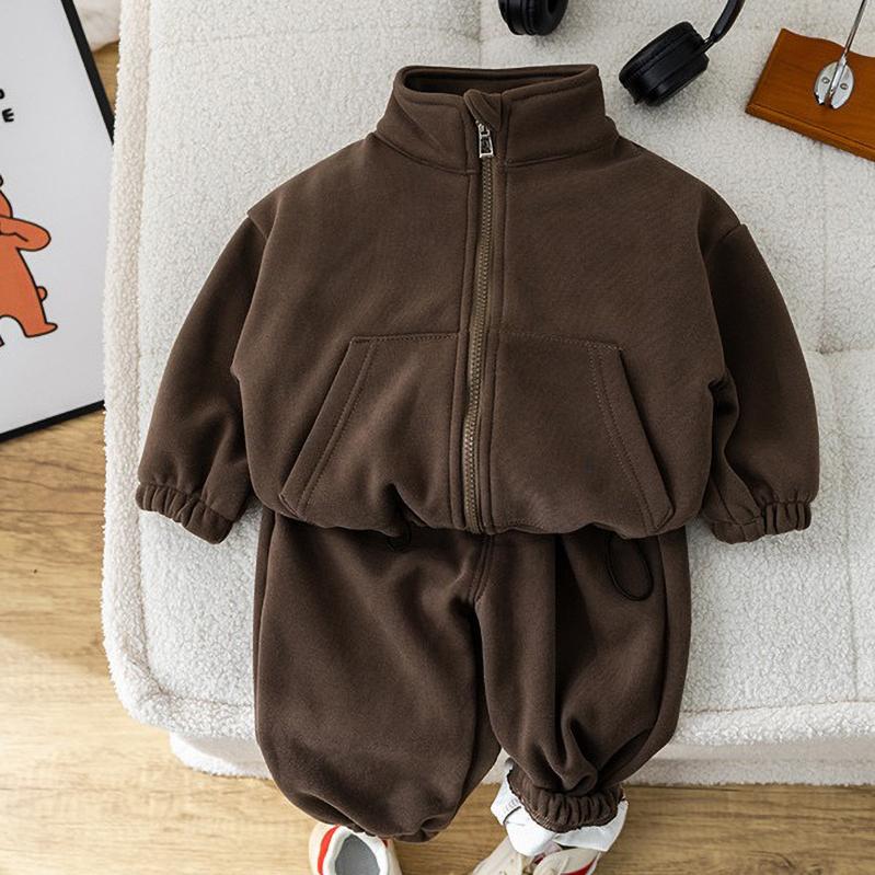 Children's Baby Sets Winter Fleece Casual Child Sets Sport Suit Girls Boys Coat Pants