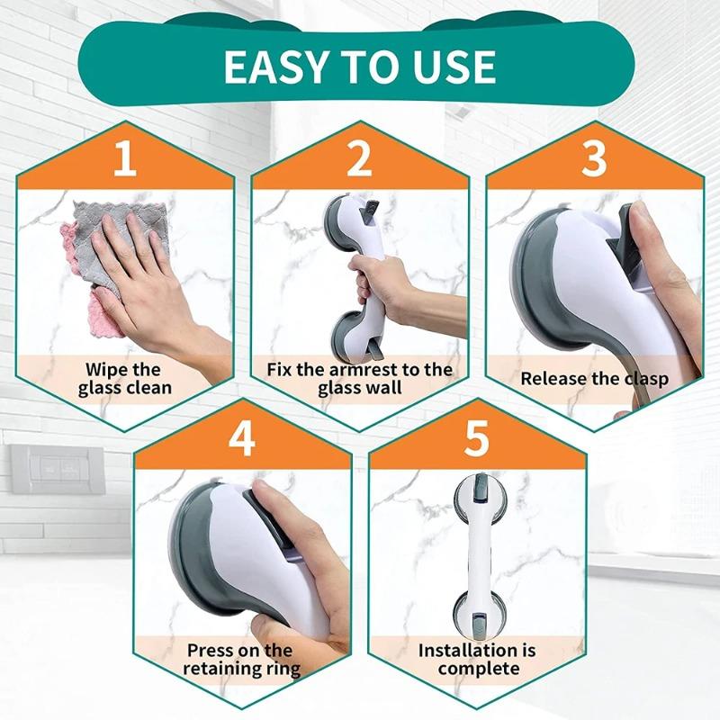 Shower Handle Grab Bars Ultra Grip Dual Locking Safety Suction Cups Helping Handle Anti Slip Support for Toilet Bathroom