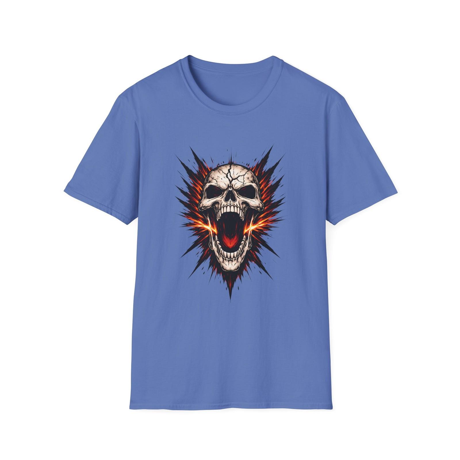 Unisex Softstyle T-Shirt Screaming Skull Rage Explosion S