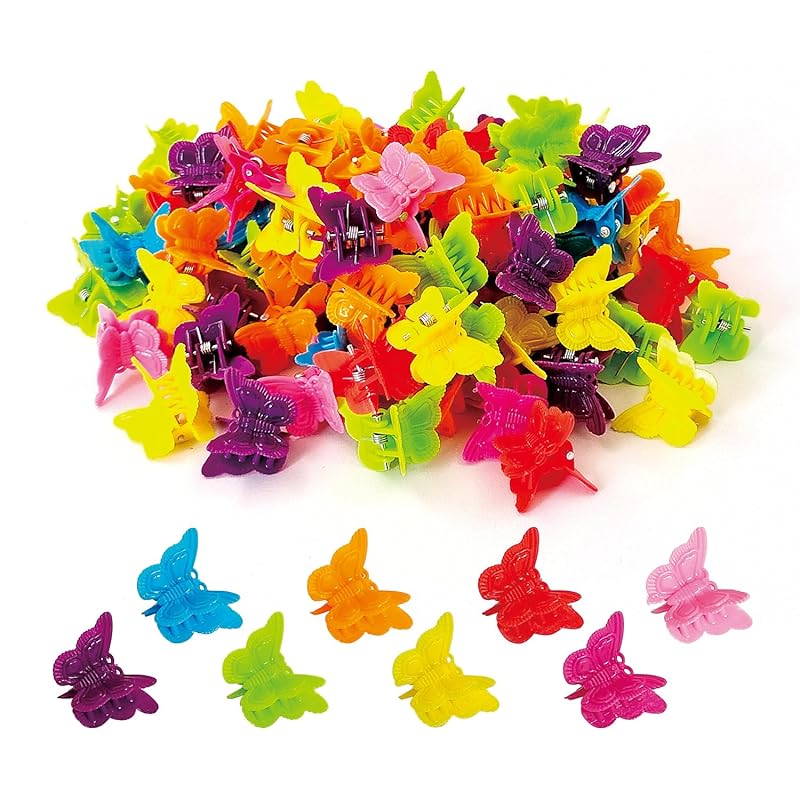50 Pieces Assorted Color Butterfly Hair Clips, Beautiful Mini Butterfly Hair Clips Hair Accessories for Women and Girls (50 Pack Random color) 50 Pack Random color
