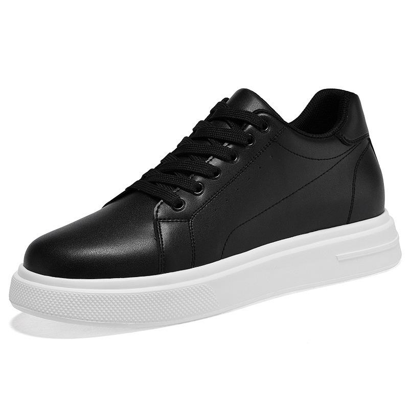 Pánské kožené tenisky zvyšující výšku o 8 cm - Bílé, Trendy silná podrážka, Prodyšné a ležérní sportovní styl