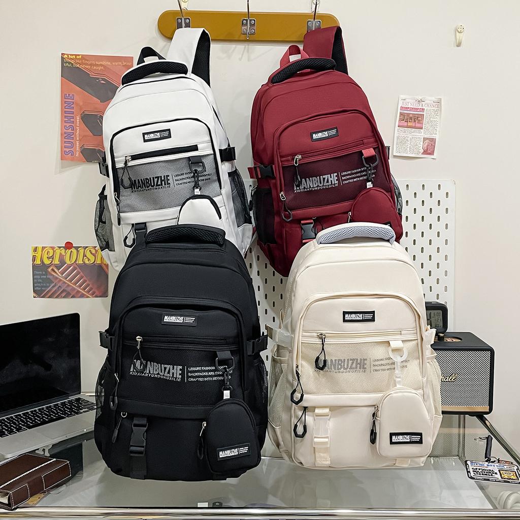 Japanese ins trendy brand net pocket backpack large-capacity travel computer backpack male versatile junior high school student schoolbag