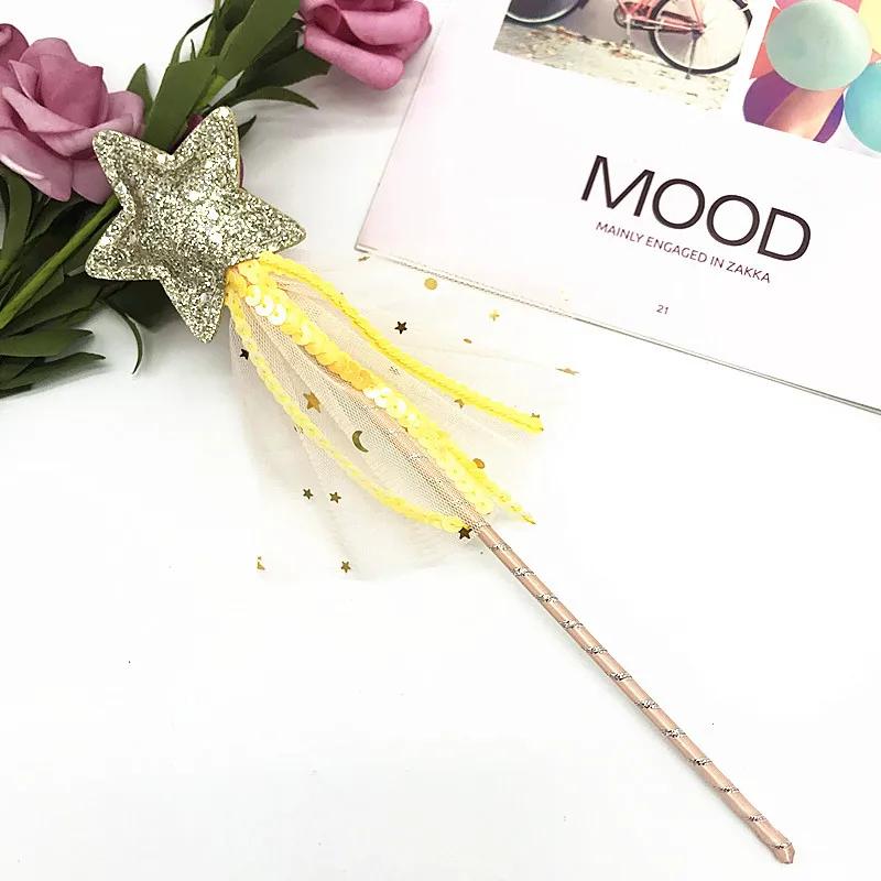 Glitter Star Wands Princess Angel Fairy Star Magic Wands Girls Fairy Magic Dress-up Costume Props for Birthday Party Supplies