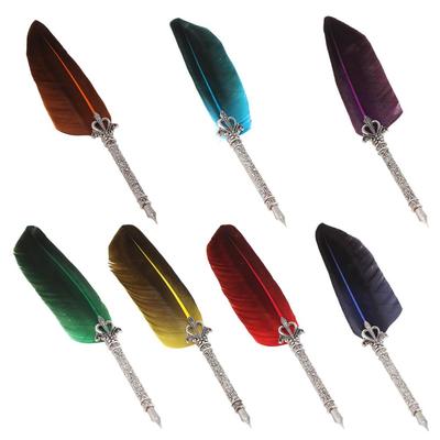 Metal Creative Stationery Spray Gold With 5pcs Nib Feather Pen Signature Fountain Pen Ink Pen