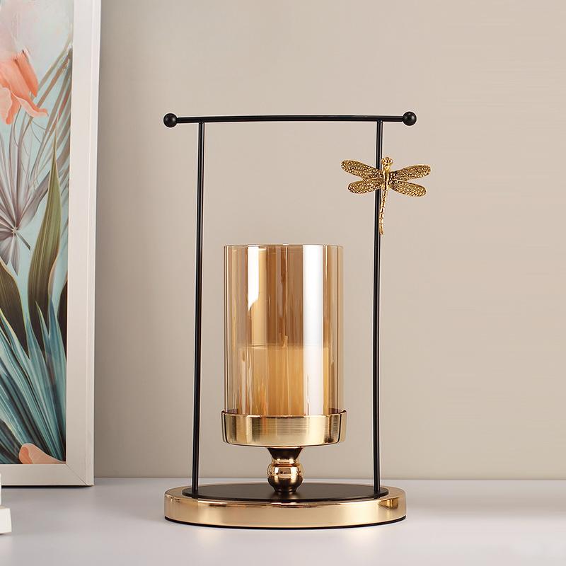 Light Luxury Candlestick Vase Dual-purpose Ornaments Modern Simple Living Room Dining Room Wrought Glass Flowerware Decoration Soft Decoration