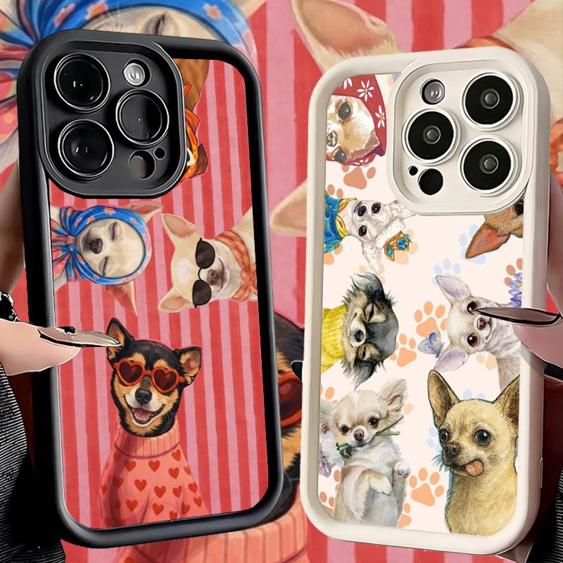 Phone Case for iPhone 17 Air 16E 15 16 Pro Max Chihuahua Puppy Teacup Dog Cover 14 Plus 13 12 Mini Soft Shell Silicone Fundas