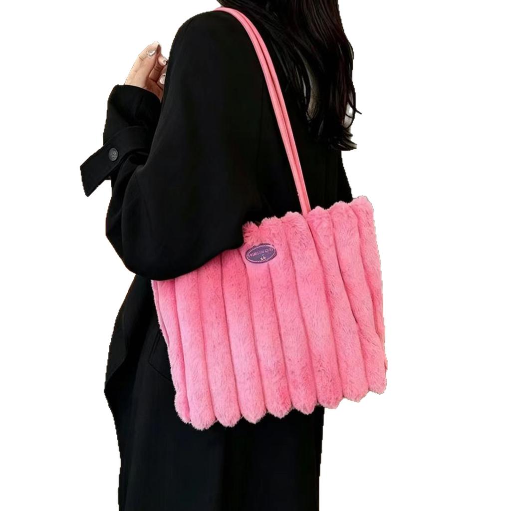 New Autumn And Winter Plush Bag Fashionable Foreign Style Crossbody Underarm Versatile Handbag Large Capacity Shoulder Bag