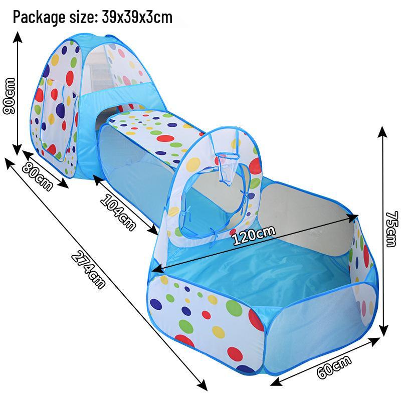 Extra-Large 3-in-1 Kids' Play Tent with Tunnel, Hoops & Ball Pit