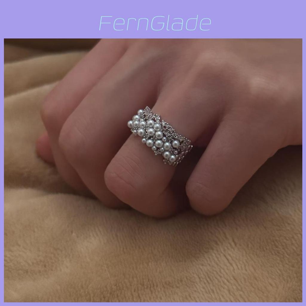 Light Luxury Pearl Geometric Adjustable Ring For Women And Men Jewelry Accessory