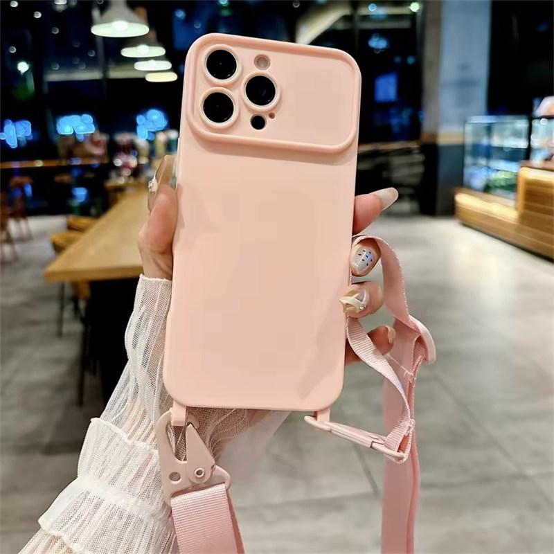 Shockproof TPU Crossbody Lanyard Silicone Phone Case For iPhone17 16 15 14 13 Pro Max 12 11 Cord Rope Necklace Strap Soft Cover