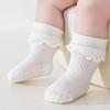 Autumn Winter Lace Princess Children Stripe Socks Newborn Mid Length Socks Cotton Cute Girls Baby Clothes Accessories 0-3 Years Old