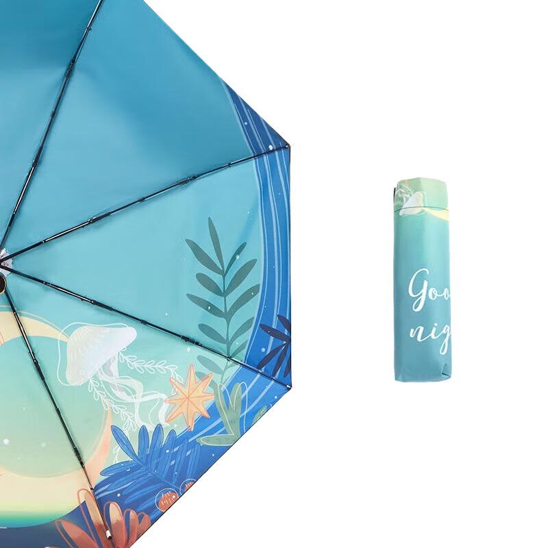 Red Leaf Compact Folding Sun & Rain Umbrella