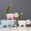 Popular Gardening Creative Cartoon Succulent Flower Pot Ceramic Desktop Plant Flower Ornament With Tray
