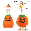 23 Inch Halloween Porch Goose Ghost Costume with Witch Hat and Pumpkin Basket for Porch Yard Holiday Decor