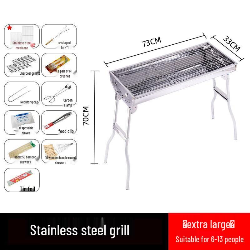 Portable Stainless Steel Charcoal Grill Extra Large