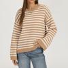 Women's Casual Striped Round Neck Long Sleeve Pullover Sweater for Everyday Wear