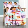 Dora Explorer Customize Your Name Blanket Multi-purpose Customizable Blanket Durable Comfort Throw For Sofa Nap Seaside Bed Four Seasons Universal