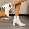 Fashion Autumn and Winter New Style Comfortable and Versatile Casual Square Toe Thick Heel Solid Color Fashion High Heel Women's Boots