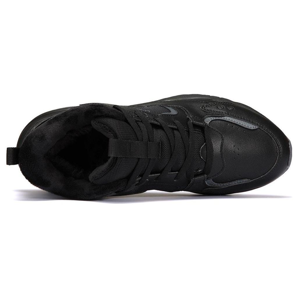 Li-Ning Fleece Lined Non-Slip Wear-Resistant Warm High-Top Sports Casual Shoes Men Sneakers Black AGLS209-3
