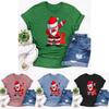 Women Santa Claus Dabbing Print T-shirt Soft Comfortable Christmas Short Sleeve Tee