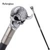 Silver Horn Cattle Resin Skull Head Walking Cane Fashion Decorative Steel Stick Gentleman Skull Performance Stage Cane 93cm
