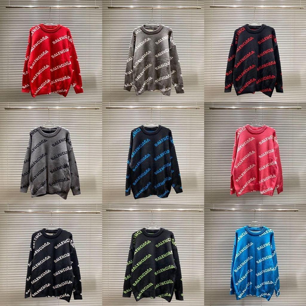 Unisex-Strickpullover mit Rundhalsausschnitt und Allover-Logo (Modelljahr 2025) – Lockere Passform, lässiger Stil