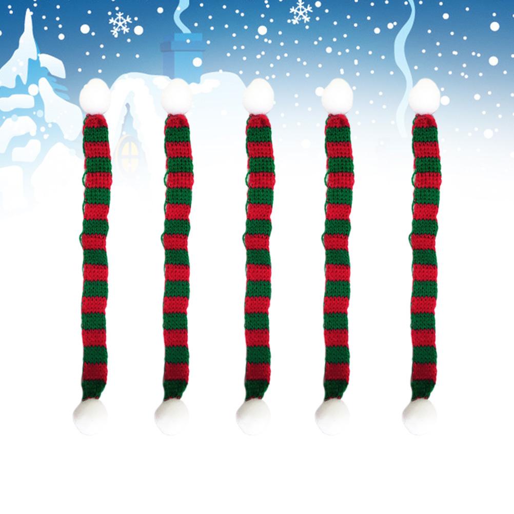 5 Stück Gestrickte Schals Mini-Schal Für Kleine Schneemann-Deko Kleine Schneemann-Deko Flaschenhals-Krawatte Weihnachten Rot Grün