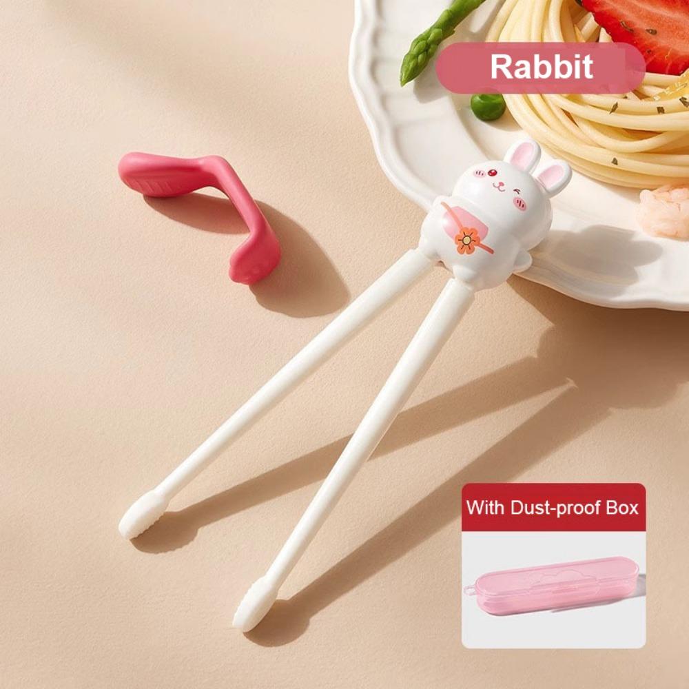 Cartoon Animal Training Chopsticks With Dust-proof Box Beginner Chopsticks  Kids Eating Rabbit