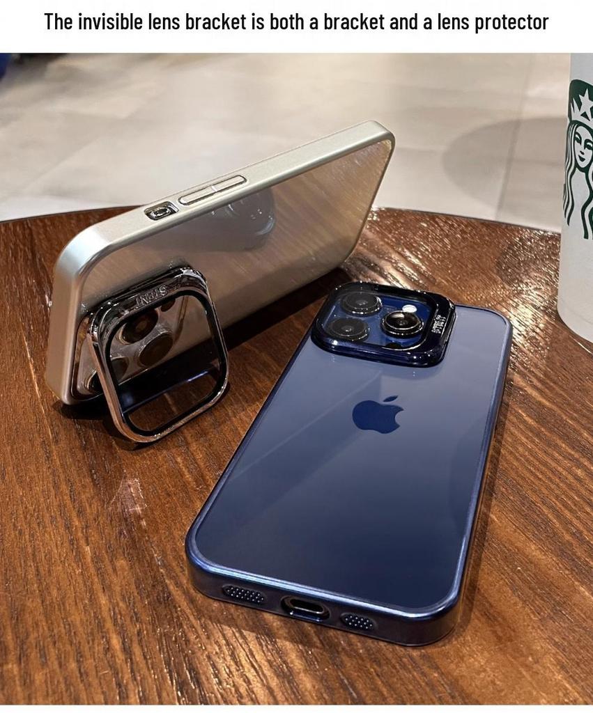 Versatile iPhone Case & Lens Film: Compatible with iPhone 13/14/15/16 Pro Max/17 and features an invisible stand and protective design.