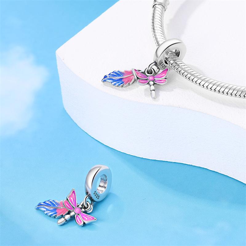 copper Colorful Butterfly Dragonfly Feathers Charm Bead Charms Luminous Stars Pendants Compatible With Authentic Bracelets Fine Do It Yourself Jewelle